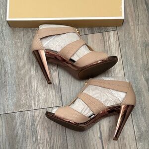 Michael Kors Tan and Rose Gold Heels